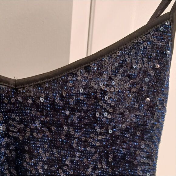 EXPRESS Sequined Camisole Tank Top Navy Spaghetti Strap Sz Small NWT - Picture 6 of 12